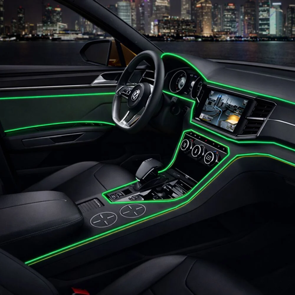 OneLED Автомобилна LED лента, режеща се LED светлина, с зарядно за запалка 2м (зелено)