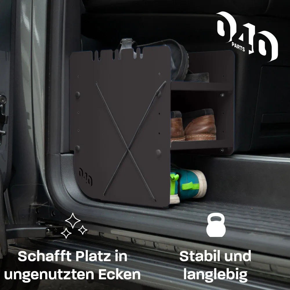 040 Parts Стелаж за обувки ЧЕРЕН СТРАНА НА СЪПЪТНИКА Аксесоар подходящ за VW T7 California и Multivan Органайзер за обувки...
