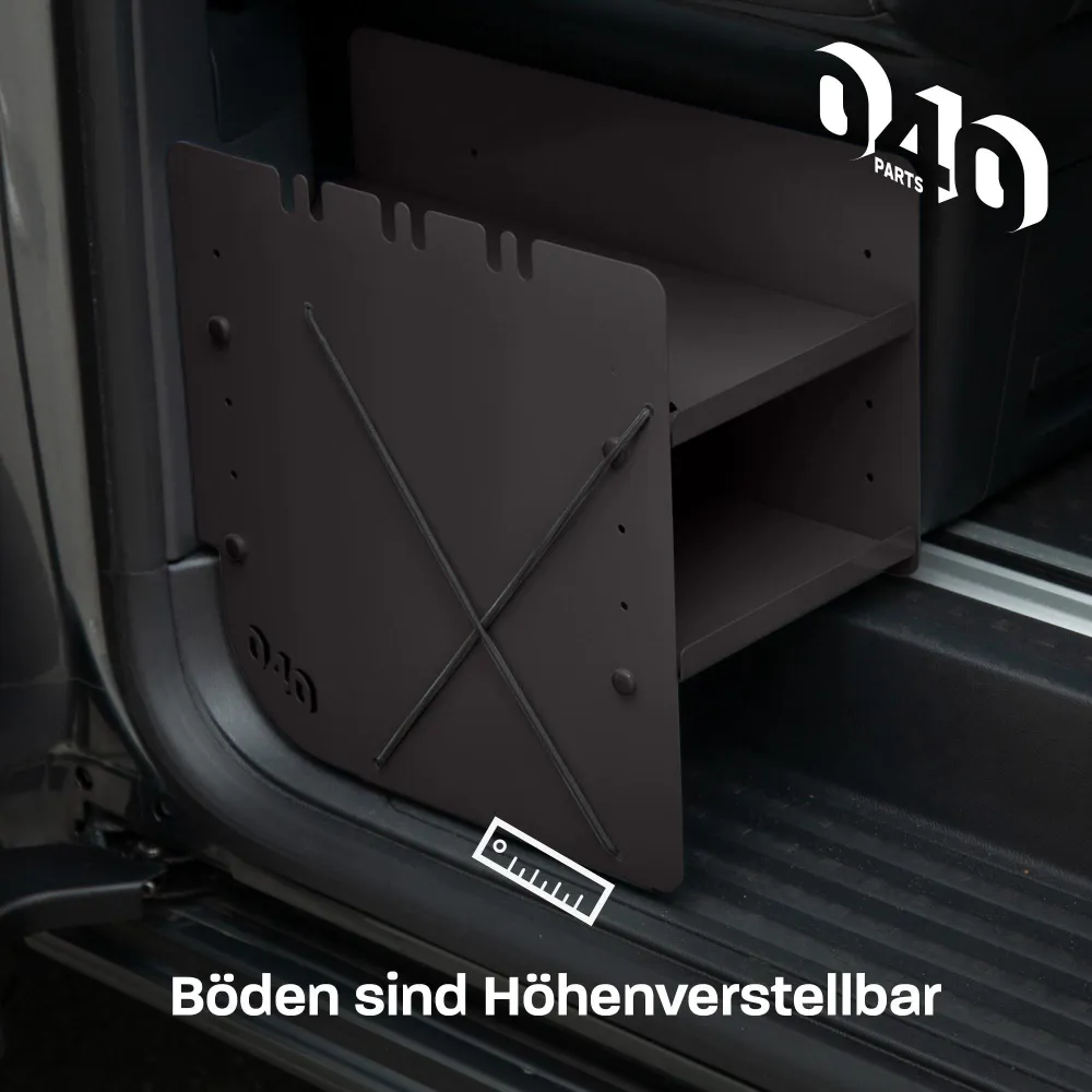 040 Parts Стелаж за обувки ЧЕРЕН СТРАНА НА СЪПЪТНИКА Аксесоар подходящ за VW T7 California и Multivan Органайзер за обувки...