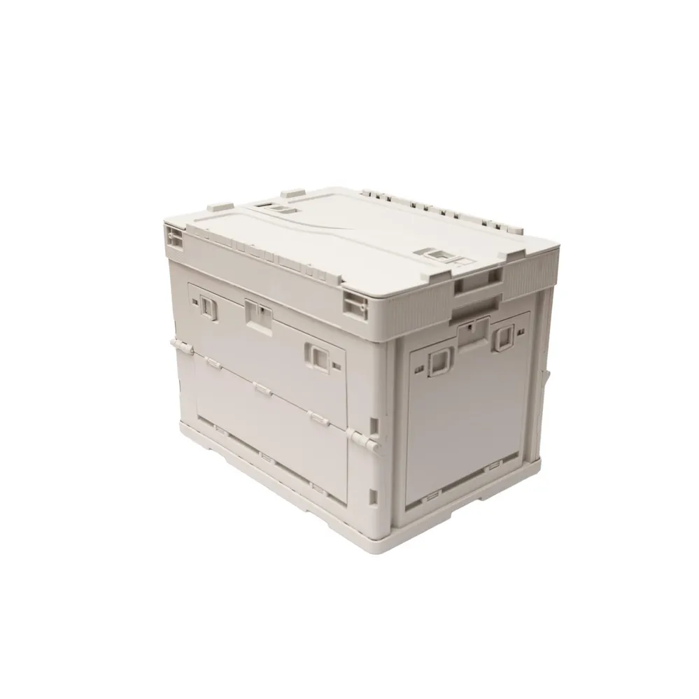 040Parts Сгъваема кутия 30L сгъваема сива стекируема транспортна кутия със сгъваем капак органайзер за багажник кутия за с...