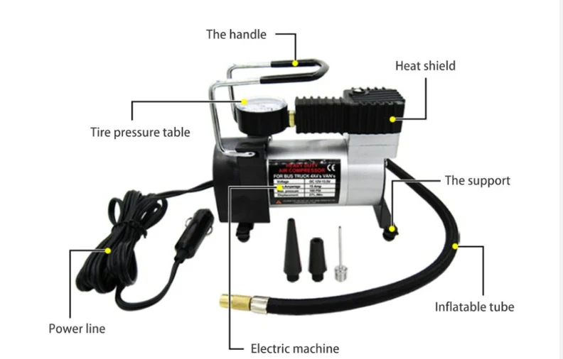 Компресор за гуми 12V - Сив