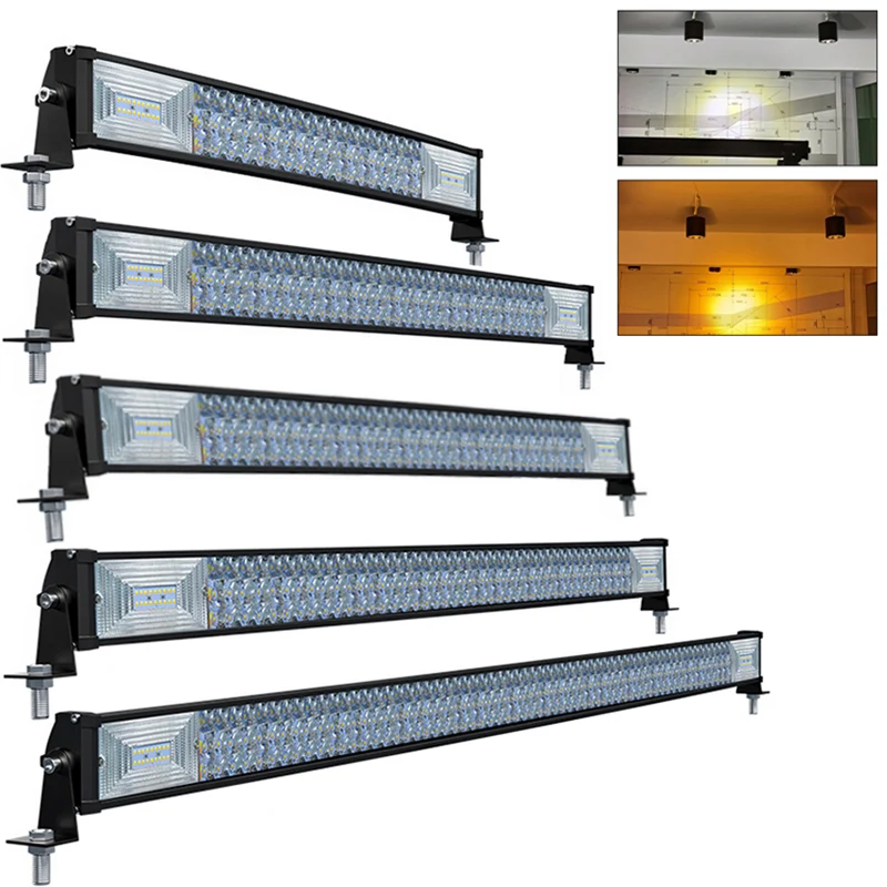 ИЗВИТ ЛЕД БАР / LED BAR 459W - 105СМ Бяла и Оранжева светлина + Блиц ефект