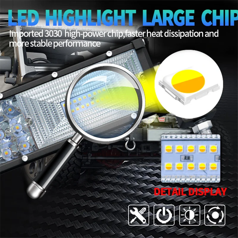 ИЗВИТ ЛЕД БАР / LED BAR 459W - 105СМ Бяла и Оранжева светлина + Блиц ефект