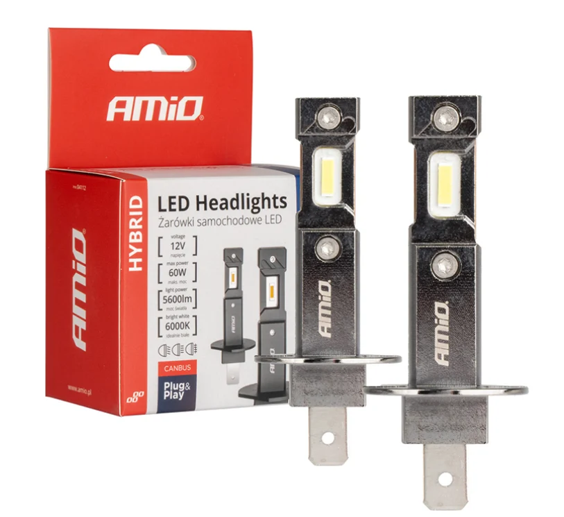 Лед Крушки AMIO HYBRID LED H1 6000K Canbus 60W ЛЕД - БЕЗ КАБЕЛ