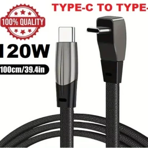 Кабел за зареждане Type-C-Type-C 90° PD