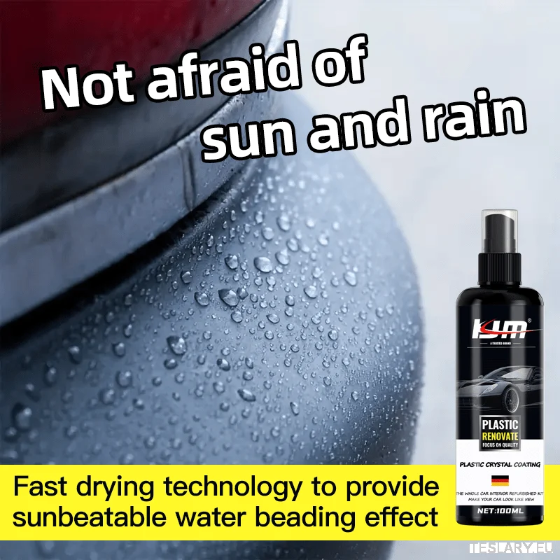100ml Car Plastic Restorer & Shine Wax - дълготрайно хидрофобно покритие за интериор и екстериор, озарява черни повърхности