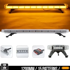 Мощна аварийна сигнална лампа 120 см 88 LED ЛЕД блиц маяк буркан лед бар 12-24V със 15 режима на работа жълта за пътна пом...