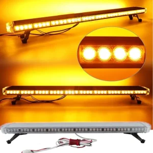 120 см 88 LED ЛЕД 88W мощна аварийна диодна сигнална лампа блиц 12-24V 15 режима на работа жълта оранжева светлина E-Mark...