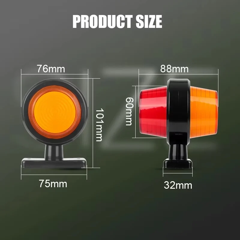 Комплект от 2 броя 12-24V ЛЕД LED диодни странични маркери рогчета светлини за камион ремарке каравана кемпер АТВ оранжево...