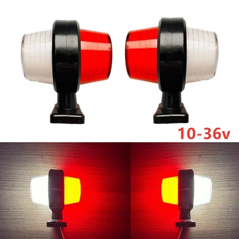 Комплект от 2 броя 12-24V ЛЕД LED диодни странични маркери рогчета светлини за камион ремарке каравана кемпер АТВ бяло-чер...
