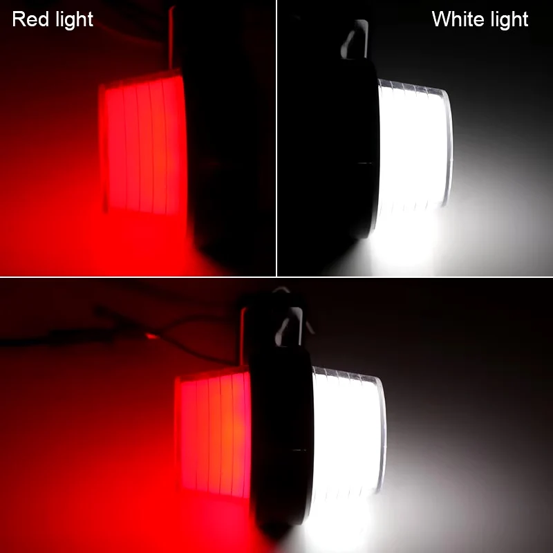 Комплект от 2 броя 12-24V ЛЕД LED диодни странични маркери рогчета светлини за камион ремарке каравана кемпер АТВ бяло-чер...