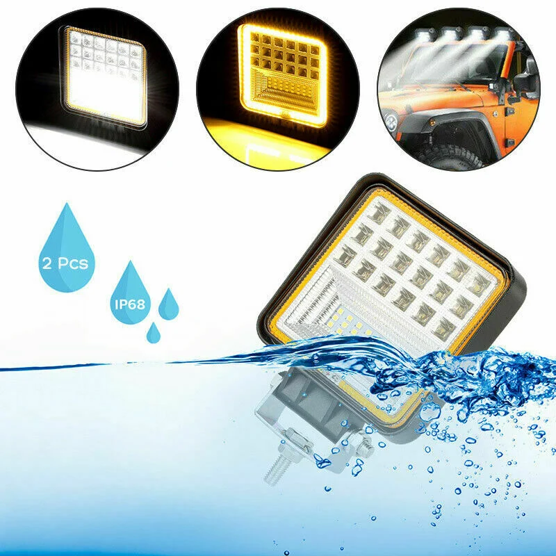 126W LED Диоден Фар Работна Бяла Жълта Светлина Габарит Мъгла Лампа 12V 24V 3030 Лумена