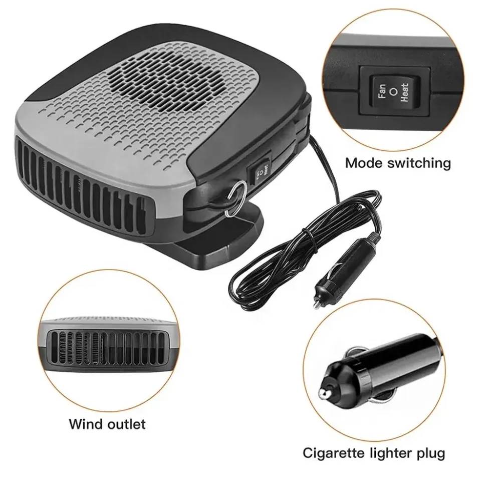 Автомобилна печка с вентилатор 4 сезона 12V 150W – режим отопление / вентилатор, размразяване и обезпотяване