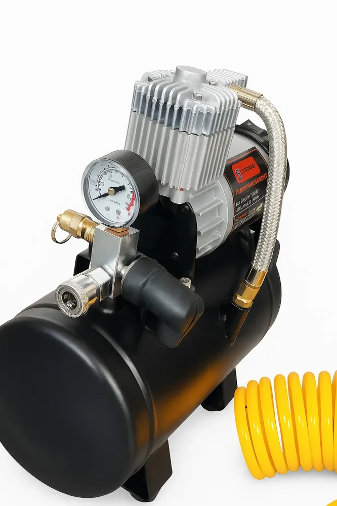 Преносим Компресор за помпане на гуми с маркуч – 12V, 15A, 3L, 150PSI, 60L/min