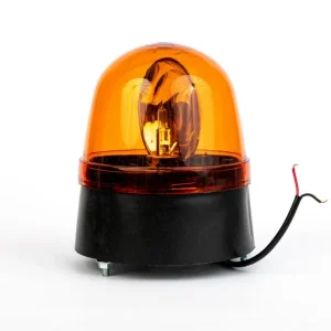 Въртяща Сигнална Аварийна Оранжева Лампа Маяк с Крушка 12V - 24V, Ø 146mm