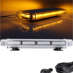 12V 24V Лед Led Диодна Мощна Аварийна Сигнална Лампа Буркан с Магнит 55см 10 режина Бяло Стъкло За Пътна Помощ Платформа С...