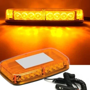 12V 24V Лед Led Диодна Мощна Аварийна Сигнална Лампа Буркан с Магнит 15 режима Оранжево Стъкло За Пътна Помощ Платформа Сн...