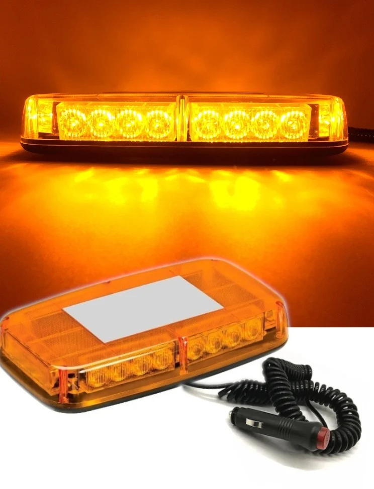 12V 24V Лед Led Диодна Мощна Аварийна Сигнална Лампа Буркан с Магнит 15 режима Оранжево Стъкло За Пътна Помощ Платформа Сн...