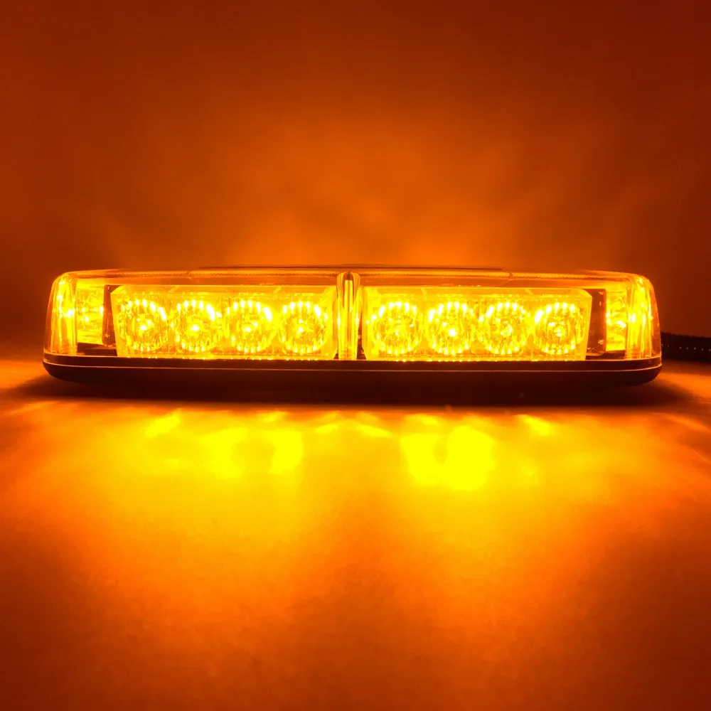 12V 24V Лед Led Диодна Мощна Аварийна Сигнална Лампа Буркан с Магнит 15 режима Оранжево Стъкло За Пътна Помощ Платформа Сн...
