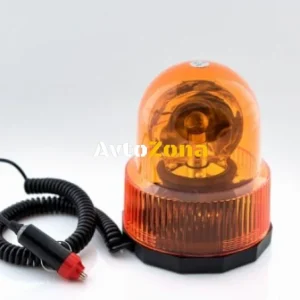 Въртяща сигнална/аварийна оранжева лампа 12V Маяк с магнитна база, 25W