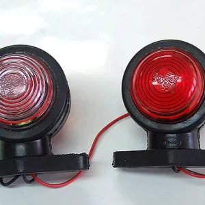 2 броя 12V Гумени Странични Рогчета Маркери Габаритни Светлини За Камион Тир Ремарке 85 х 80 мм Бяло-Червено