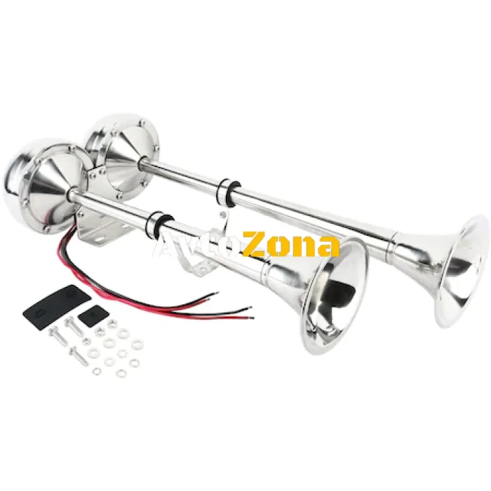 Тромба 12V Двойна За Яхта, Кораб, Лодка, Катамаран, Камион, ТИР, 455 х 190 mm, Супер Мощен и Силен Звук !