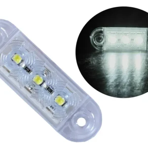 12V-24V - 3 LED преден маркер токос габарит - за бус платформа камион ремарке автобус - 65 мм х 10 мм - бял