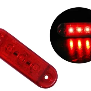 12V-24V - 3 LED заден маркер токос габарит - за бус платформа камион ремарке автобус - 65 мм х 10 мм - червен