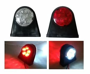 Комплект от 2 броя -12-V24V LED ЛЕД Гумени Диодени Странични Маркери Рогчета Светлини За Камион Ремарке Платформа Червено-...