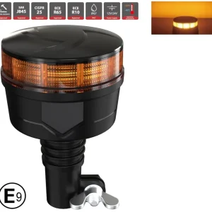 19W LED ЛЕД Аварийна Сигнална Лампа Маяк Буркан 30 Диода Оранжева Жълта 12V - 24V за монтаж на тръба