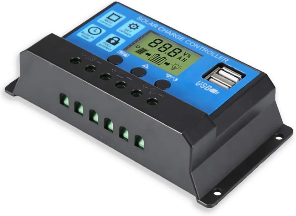 Соларен Заряден Контролер 20A PMW 12V 24V LCD Дисплей, Двойни USB Портове, Защитна Система