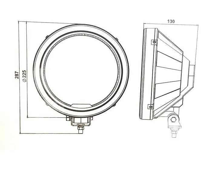 Комплект 2 Броя Халоген, Фар, Ø 225мм, 12V 24V, Крушка H1 + 6 LED ЛЕД Диода, E-Mark, За Камион, Трактор, Багер, Земеделски...
