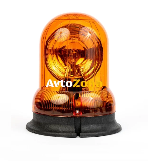 Въртяща Сигнална Аварийна Оранжева Лампа Маяк с Крушка 24V, Ø 148mm
