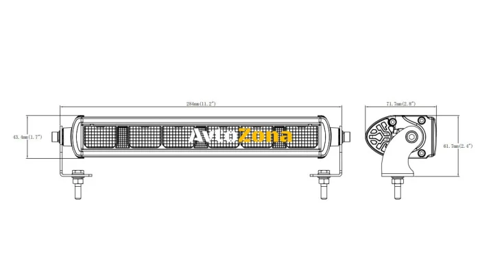 28,4 См LED Лед Бар с Насочен SPOT Светлина, Три Функции, Е-Mark, 30W, 2200lm, 12V-24V, Автомобил, АТВ, Джип, 4х4, SUV, Of...