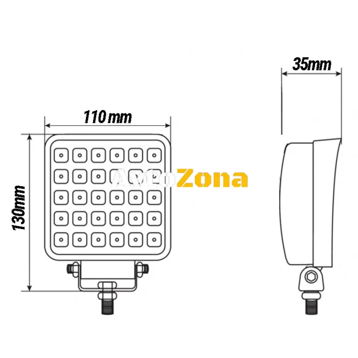 30W LED ЛЕД Диоден Фар Работна Лампа Прожектор С Дръжка и Ключ