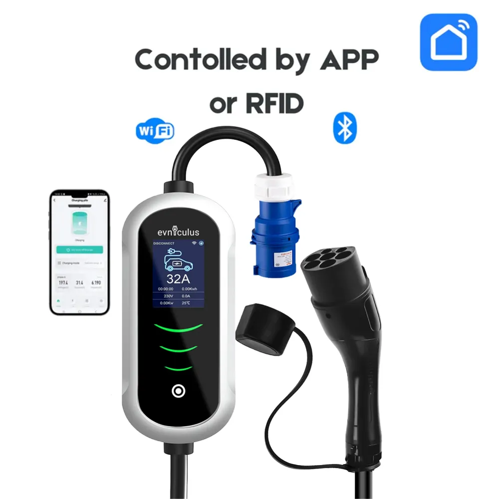 7 kW/ 32A еднофазно преносимо зарядно устройство GBT (WiFi+APP)