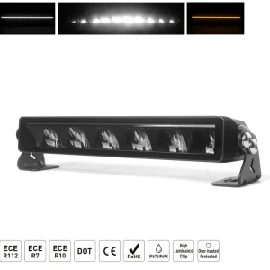 34.5 cm / 14 Инча 12V - 24V Висококачествен Led Bar Лед Бар Диоден Прожектор с бяла и оранжева габаритна светлина DRL мъгл...
