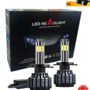 Комплект 360° градуса COB LED ЛЕД Диодни Крушки H4 Х4 12V 80W 16000lm За Фарове Canbus без Грешки къси/дълги