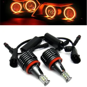 Комплект H8 40W LED Angel Eyes крушки за BMW – CANBUS, жълта / оранжева светлина, OEM 63217760782