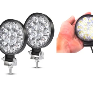 Комплект 2 Броя 42W Кръгли Мини Led Диоден Фар Прожектор Дневни Светлини 12V 24V