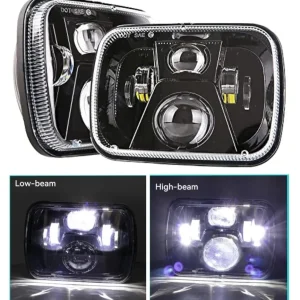 Комплект от 2бр. универсален 45W ЛЕД LED фар лампа халоген 12V-24V къси/дълги 20 x 14cm за АТВ джип мотоциклет камион трак...