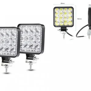 Комплект 2 Броя 48W Мини ЛЕД LED Диоден Фар Прожектор Дневни Светлини Диодна Лампа 12V 24V