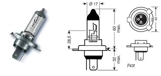 втомобилна лампа H4 60/55w 12V P43T blister 251686/OSRAM 64193 CBN