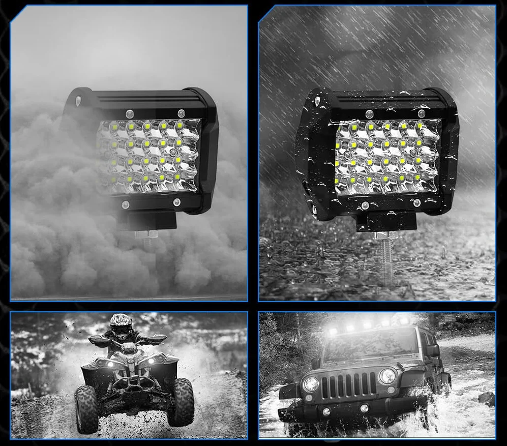 72W Led Bar Лед Бар Диоден Фар Прожектор Халоген 1224V Spot Light Насочена Светлина
