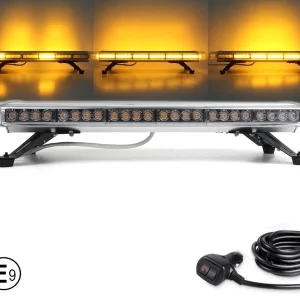 76.2 см 56 LED ЛЕД мощна аварийна диодна сигнална лампа блиц 12-24V 15 режима на работа жълта оранжева светлина E-Mark Е9...