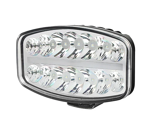 80W LED Лед Фар Халоген с DRL дневни светлини габарит бяло - оранжево неон ефект 24,5см x 13,9см, 4100lm, 12V - 24V, E-Mar...