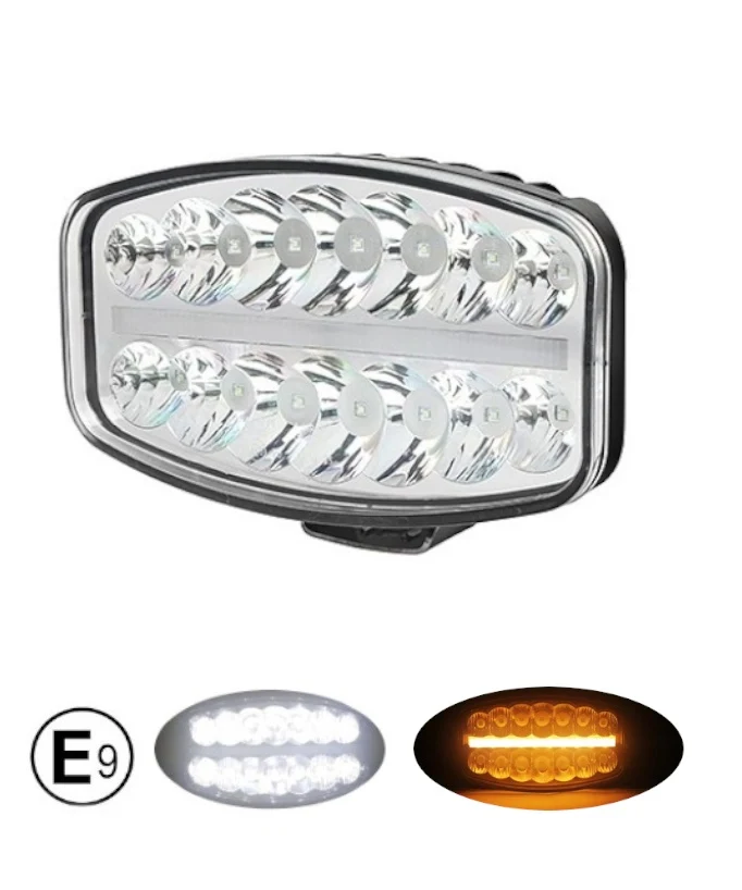 80W LED Лед Фар Халоген С Три Функции Неон ефект Бяло-Жълто/Оранжево Neon 24,5см x 13,9см 4100lm 12V - 24V E-Mark Подходящ...