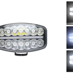 80W LED Лед Фар Халоген, Три Функции, Неон ефект, Neon 24,5см x 13,9см, 4100lm, 12V - 24V, E-Mark Подходящ За DAF MAN Scan...