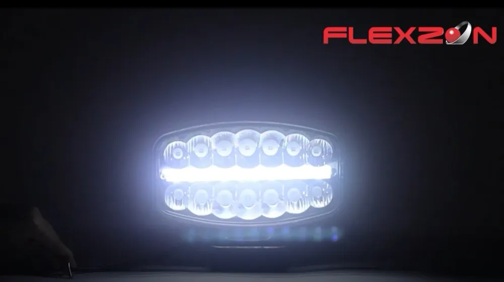 80W LED Лед Фар Халоген, Три Функции, Неон ефект, Neon 24,5см x 13,9см, 4100lm, 12V - 24V, E-Mark Подходящ За DAF MAN Scan...