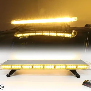 96.5 см 72 LED ЛЕД 72W мощна аварийна диодна сигнална лампа блиц 12-24V 15 режима на работа жълта оранжева светлина E-Mark...